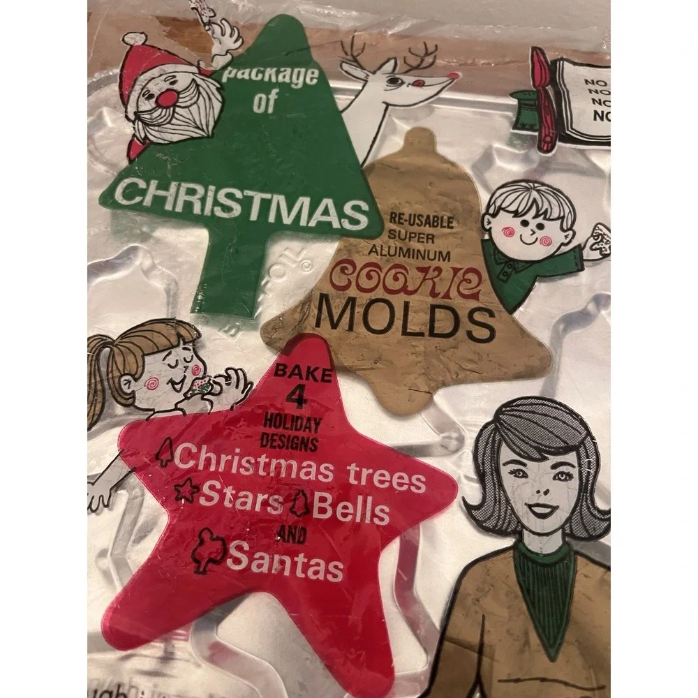 VTG  E-Z Foil  Super Aluminum Christmas Cookie Molds Pack of 2 NOS NO.851 SANTA